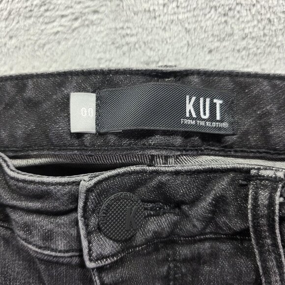 KUT from the Kloth Jeans Womens 00 Black Reese Fab Ab High Rise Straight Ripped - Picture 5 of 10